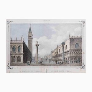 Giuseppe Kier, Venice, St. Mark's Square, Original Lithograph, 19th Century, Framed
