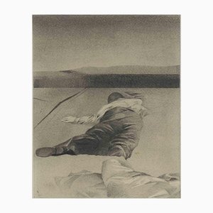 Enrique Vasi, Lying Man, Drawing, Mid-20th-Century