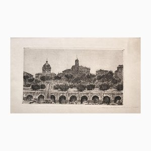 Carlo Alberto Petrucci, View of Rome, Original Etching and Drypoint, 1964