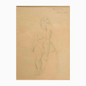 Domenico Cantatore, Female Nude, Original Drawing, 1932, Framed