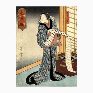 Ichiyôsai Yoshitaki, Osakae, Original Woodcut, 1850s