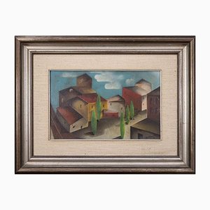 Amelia Claudio Mossino, Houses, Oil on Canvas, 1964