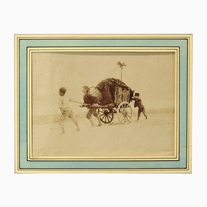 Boys Pulling a Wagon, Original Photograph, Late 19th-Century