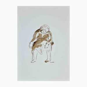 Roberto Cuccaro, Old Woman Falling Asleep, Drawing, 2000s