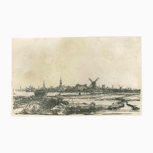 After Rembrandt, View of Amsterdam, Etching, 19th Century