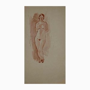 Mino Maccari, Nude, Original Drawing, Mid 20th-Century