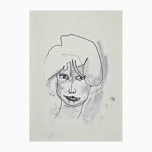 Mino Maccari, Portrait, Original Drawing, Mid-20th Century