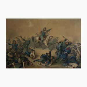 Lithographie Retouchée Garibaldi in the Battle, 19ème Siècle
