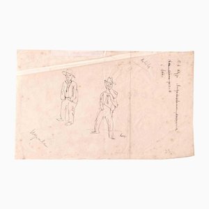 Leo Longanesi, Figures, Original Pen Drawing, Mid-20th-Century