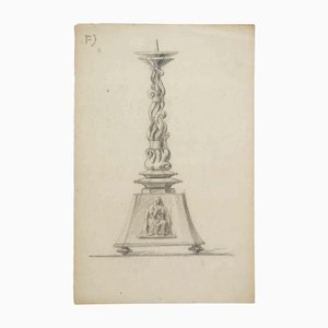 Study for Candelabra, Original Drawing in Pencil, 20th Century