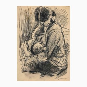 Mino Maccari, Feeding Time, Original Drawing, Mid-20th Century