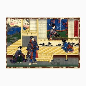 Utagawa Kunisada II, Genjie, grabado en madera original, 1850