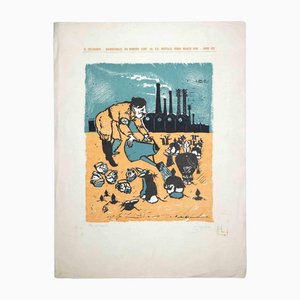 Primo Zeglio, The Cultivation of Dictators, Original Woodcut, 1940s
