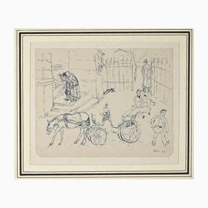Kate Wilczynski, Vida cotidiana, tinta china original sobre papel, 1934