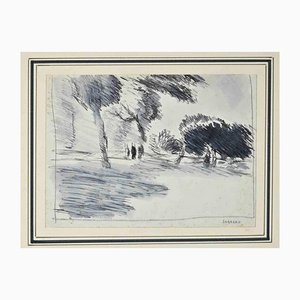 Emilio Sobrero, Landscape, Original Ink on Paper, 20th Century