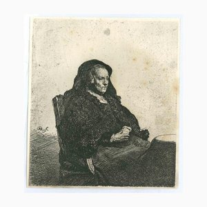 After Rembrandt, Mother with Black Veil I, Etching, 19th Century