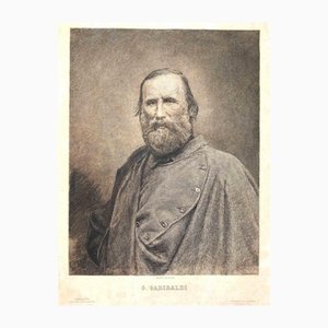 Celestino Turletti, Portrait of Giuseppe Garibaldi, Original Lithograph, 19th Century