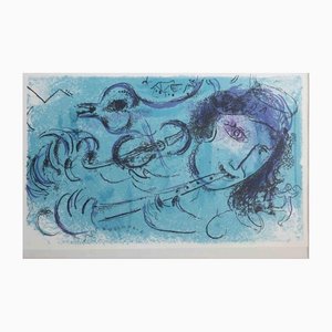 Marc Chagall, Flute Player, Original Lithograph, 1957