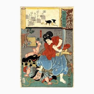 Utagawa Kuniyoshi, Mushhae, grabado en madera original, 1846