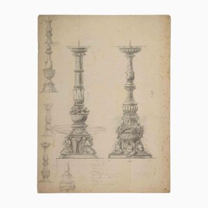 Study for Candelabra, Original Etching, Early 20th Century