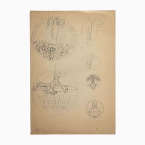 Aurelio Mistruzzi, Study for a Medal, Original Drawing, Mid-Century