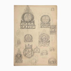 Aurelio Mistruzzi, Study for the Brand, Original Drawing, 20th Century