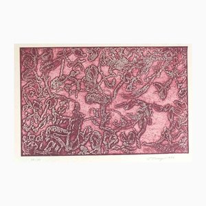 Mark Tobey, Composición rosa, aguafuerte y aguatinta sobre papel, 1972