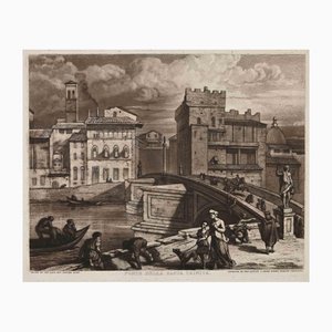 Thomas Lupton, View of the Ponte della Santa Trinità, Original Etching, 1833
