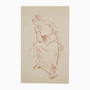 Pierre Puvis De Chavannes, Femme, Lithographie Originale, Fin du 19ème Siècle