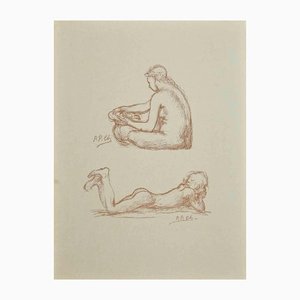 Pierre Puvis De Chavannes, Nudes, Lithograph, Late 19th-Century