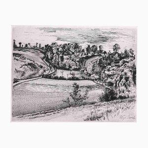 Henry Verger, Sarrat, Landschaft, Original Radierung, frühes 20. Jh