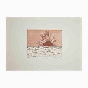 Renzo Margonari, Butterfly in the Desert, Original Etching, 1980
