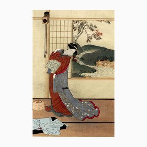 Nach Kastukawa Shunsho, Kurtisane in Her Chamber, Holzschnitt, frühes 20. Jh