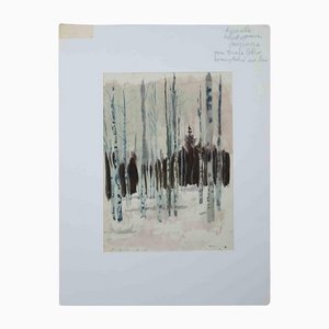 French Landscape, Original Watercolor, Mid 20th-Century