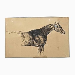 Horse, Original China Ink, Mid 20th-Century