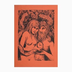 Carlo Levi, Adam and Eve, litografía original, mediados del siglo XX