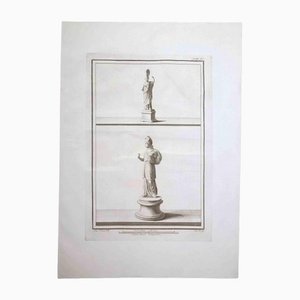 Ludovico Boily, Athena Goddess, Ancient Roman Statue, Original Etching on Paper, 18th-Century