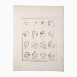 Thomas Holloway, Portraits of Men and Women, Original Etching, 1810