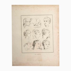 Thomas Holloway, Portrait of Men and Women, Original Etching, 1810