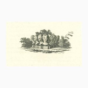 Anker Smith, Têtes de Femmes, Gravure à l'Eau-Forte, 1810