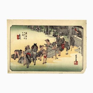 After Utagawa Hiroshige, Seki Station, Original Woodcut, 1890s