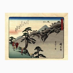 Grabado en madera de Utagawa Hiroshige, Kyoka, Tokaido, 1925