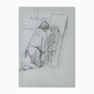 Figure in the Mirror, Drawing, Early 20th-Century