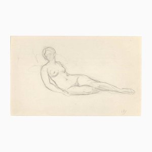 Desnudo tumbado, dibujo original, principios del siglo XX