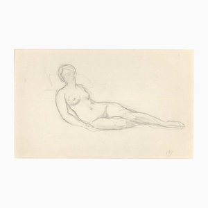 Lying Nude, Original Drawing, Early 20th-Century