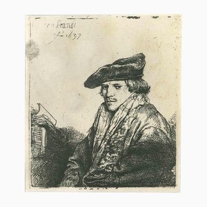 Nach Rembrandt, Young Man in a Velvet Cap, Original Radierung, 19. Jh