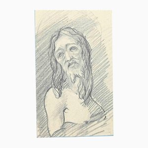 Portrait du Christ, Dessin Original, Début 20ème Siècle