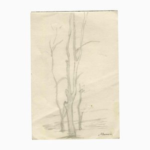 Mino Maccari, The Trees, dibujo original, mediados del siglo XX