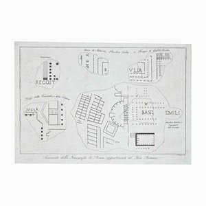 Pietro Ruga, Mapa de Forum Romanum, Grabado original, siglo XIX