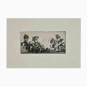 Anselmo Bucci, Soldiers at the Front, Original Etching, 1917